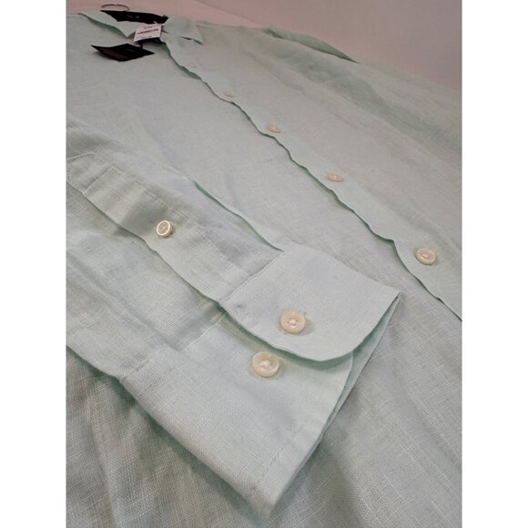 New Club Room Luxury Men's Size XXL Light Green 100% Linen Long-Sleeve Shirt - Picture 5 of 8